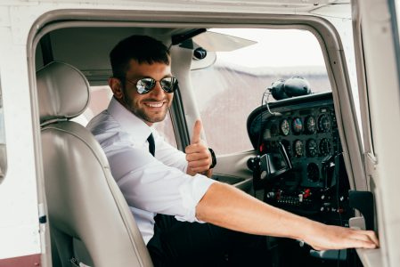 Pilot in cockpit