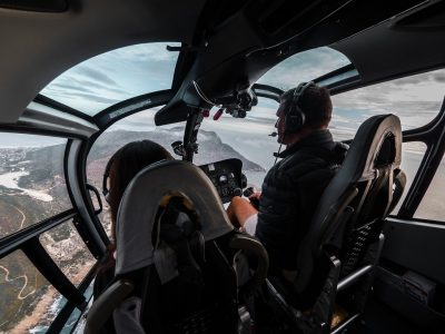 pilot in cockpit in flight