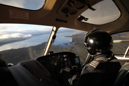 pilot in cockpit in flight